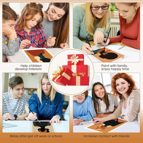 طقم طلاء بالأرقام من Bougimal مكون من 6 قطع للبالغين المبتدئين، مقاس 27.94 سم عرضًا × 35.56 سم طولاً، مجموعة طلاء أكريليك ملونة لمناظر طبيعية صحراوية DIY على القماش بدون إطار في الصندوق، مجموعات طلاء للكبار بالأرقام لتزيين جدران المنزل in Kuwait