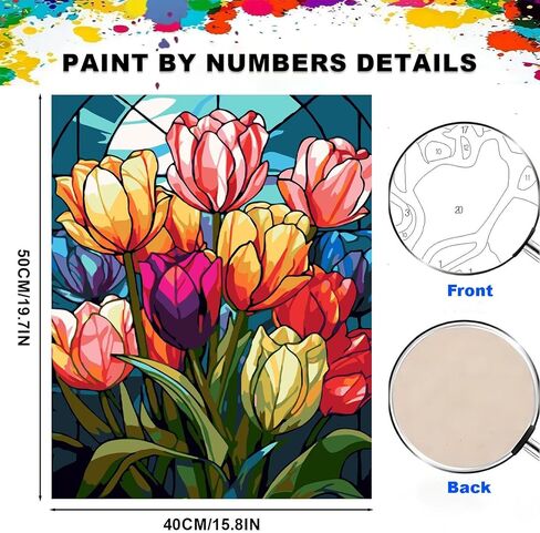 مجموعة طلاء الزهور بالأرقام من QENSPE للبالغين، الطلاء حسب الرقم على القماش للمبتدئين، مجموعات الطلاء الزيتي DIY المناسبة لتزيين الجدران المنزلية مقاس 16 × 20 بوصة in Kuwait