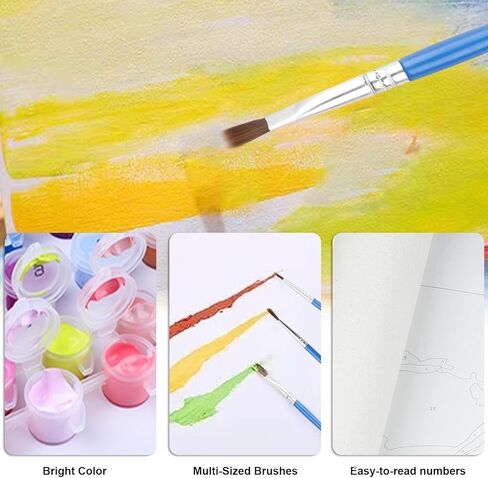 مجموعة طلاء الزهور بالأرقام من QENSPE للبالغين، الطلاء حسب الرقم على القماش للمبتدئين، مجموعات الطلاء الزيتي DIY المناسبة لتزيين الجدران المنزلية مقاس 16 × 20 بوصة in Kuwait