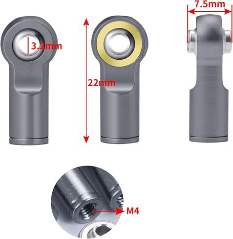 10PCS Aluminum M4 CCW Tie Rod End Ball Joint Link Ball Head Holder Compatible with 1/10 Axial SCX10 TRX4 D90 RC Crawler Car (Blue) in Saudi Arabia