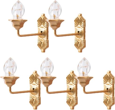 Yardwe Vintage DIY Dollhouse 1 12 Dollhouse Miniature LED Wall Light Lamp 5pcs Dollhouse LED Wall Sconces 1: 12 Scale Wall Lamp Mini Wall Lamp Models in Saudi Arabia