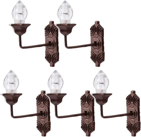 Yardwe Vintage DIY Dollhouse 1 12 Dollhouse Miniature LED Wall Light Lamp 5pcs Dollhouse LED Wall Sconces 1: 12 Scale Wall Lamp Mini Wall Lamp Models in Saudi Arabia