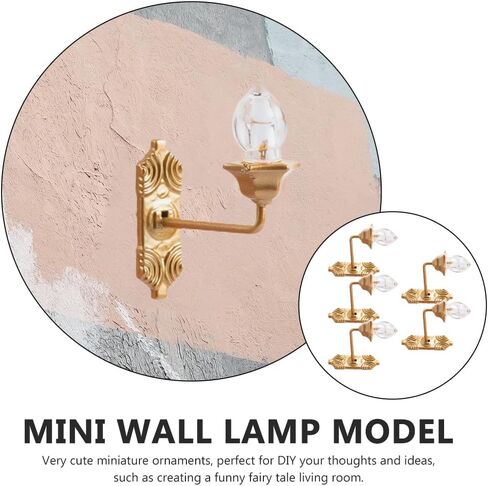Yardwe Vintage DIY Dollhouse 1 12 Dollhouse Miniature LED Wall Light Lamp 5pcs Dollhouse LED Wall Sconces 1: 12 Scale Wall Lamp Mini Wall Lamp Models in Saudi Arabia