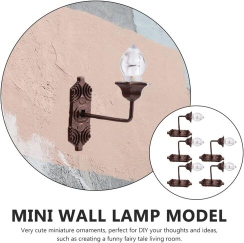 Yardwe Vintage DIY Dollhouse 1 12 Dollhouse Miniature LED Wall Light Lamp 5pcs Dollhouse LED Wall Sconces 1: 12 Scale Wall Lamp Mini Wall Lamp Models in Saudi Arabia