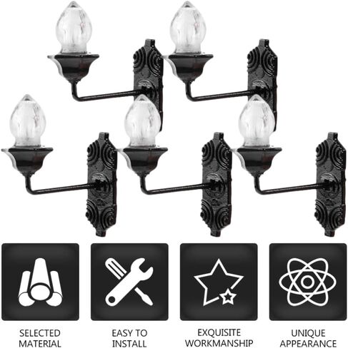 Yardwe Vintage DIY Dollhouse 1 12 Dollhouse Miniature LED Wall Light Lamp 5pcs Dollhouse LED Wall Sconces 1: 12 Scale Wall Lamp Mini Wall Lamp Models in Saudi Arabia