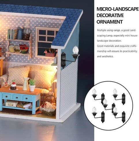 Yardwe Vintage DIY Dollhouse 1 12 Dollhouse Miniature LED Wall Light Lamp 5pcs Dollhouse LED Wall Sconces 1: 12 Scale Wall Lamp Mini Wall Lamp Models in Saudi Arabia