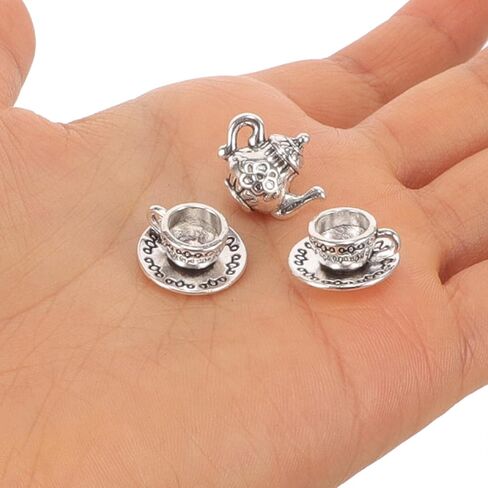 Gadpiparty Miniature Iron Tea Cup Set Vintage Dollhouse Teapot for Little Girls Dollhouse Coffee Shop Mini House Kitchen Accessories Tiny House Decorations Photography Props Golden in Saudi Arabia