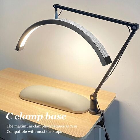 20in LED Half Moon Light, 24W Eyelash Makeup Lamp with Rhinestone Decoration, 3 Level Color Temperature, Dimmable Estheticians Light for SPA, Nail Art, Manicure (US Plug) in Saudi Arabia