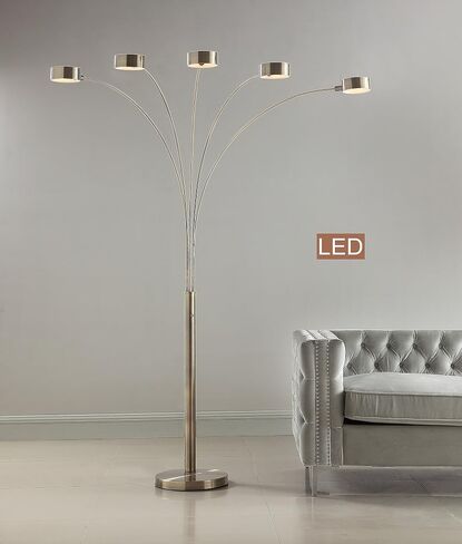 Artiva USA LED207901AB Micah Modern Micah 88 بوصة LED مصباح أرضي 5 قوس، نحاس ساتان عتيق in Saudi Arabia