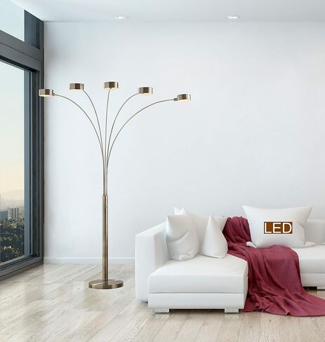 Artiva USA LED207901AB Micah Modern Micah 88 بوصة LED مصباح أرضي 5 قوس، نحاس ساتان عتيق in Saudi Arabia