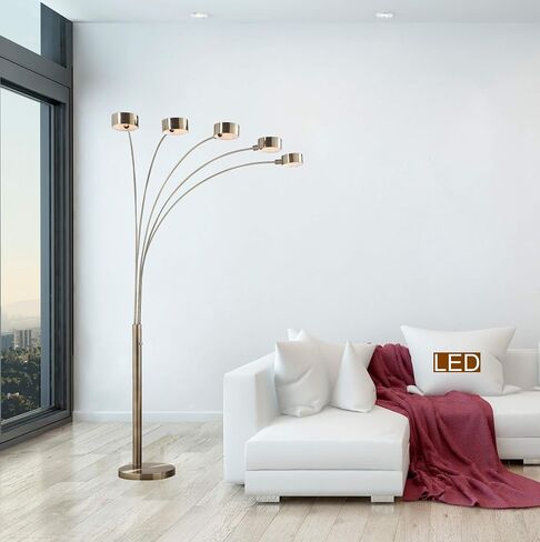 Artiva USA LED207901AB Micah Modern Micah 88 بوصة LED مصباح أرضي 5 قوس، نحاس ساتان عتيق in Saudi Arabia