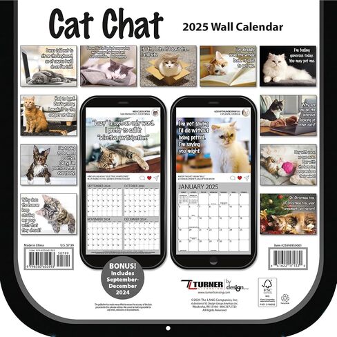 Turner Photographic Cat Chat Photo Die Cut Mini Wall Calendar (25998950061) in Saudi Arabia
