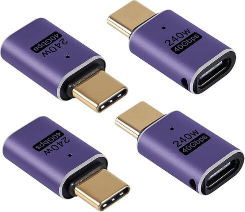 4 قطع بزاوية يمنى 90 درجة محول/موصل USB C ذكر إلى أنثى، موسع محول USB من النوع C يدعم 240 وات، 40 جيجابت في الثانية، 8 كيلو عند 60 هرتز لسطح البخار، ماك بوك، ثاندربولت إلخ (الانحناء الجانبي 90 درجة) in Kuwait