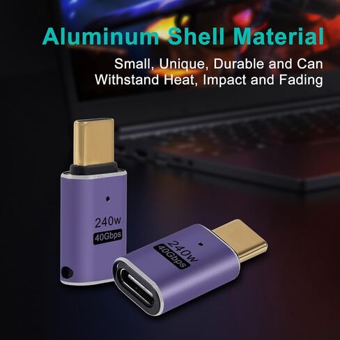 4 قطع بزاوية يمنى 90 درجة محول/موصل USB C ذكر إلى أنثى، موسع محول USB من النوع C يدعم 240 وات، 40 جيجابت في الثانية، 8 كيلو عند 60 هرتز لسطح البخار، ماك بوك، ثاندربولت إلخ (الانحناء الجانبي 90 درجة) in Kuwait