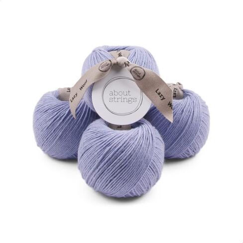 About Strings Lazy Wool - Merino Wool Blend No. 3 Light DK Yarn, 50g 109 Yards per Ball, 4-Pack (Lavender) in Kuwait