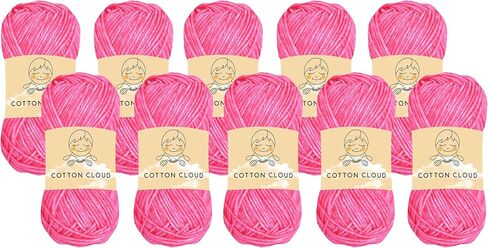 10 قطع من خيوط خيوط القطن السحابية من Yonkey Monkey 78% قطن، 22% نسيج أكريليك وخيوط كروشيه - مستوردة (06 أحمر) in Kuwait