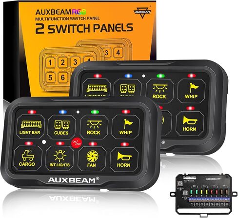 لوحة مفاتيح Auxbeam 8 Gang RC-800 RGB نطاق تحكم عن بعد لاسلكي يصل إلى 165 قدمًا تبديل جراب تبديل مؤقت نابض مع إضاءة خلفية وخافت تلقائي للتخييم على الطرق الوعرة مقاوم للماء ضمان لمدة عامين in Kuwait