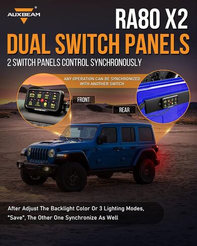 لوحة مفاتيح Auxbeam 8 Gang RC-800 RGB نطاق تحكم عن بعد لاسلكي يصل إلى 165 قدمًا تبديل جراب تبديل مؤقت نابض مع إضاءة خلفية وخافت تلقائي للتخييم على الطرق الوعرة مقاوم للماء ضمان لمدة عامين in Kuwait