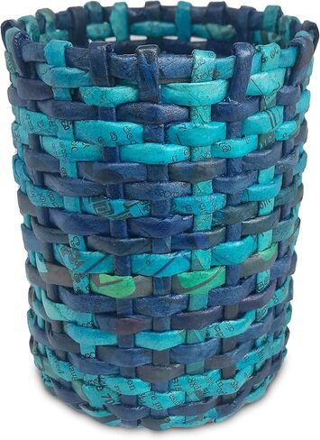 Recycled Newspaper Handmade Pen Holder Round shape Pencils Holder Makeup Brush Holder for Girls Kids Women Durable Stand Desk Organizer Storage Gift for Office, 100% Handmade (Design F) in Saudi Arabia