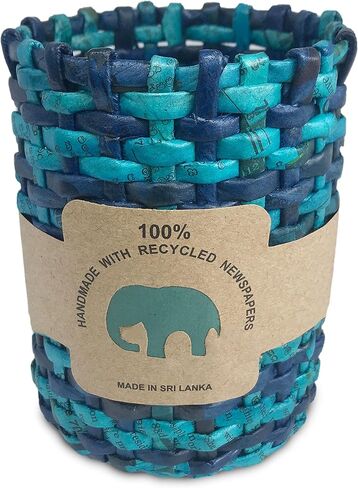 Recycled Newspaper Handmade Pen Holder Round shape Pencils Holder Makeup Brush Holder for Girls Kids Women Durable Stand Desk Organizer Storage Gift for Office, 100% Handmade (Design F) in Saudi Arabia