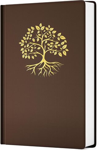 مجلة مبطنة للنساء من الكتان لكتابة مذكرات غلاف فني مقاس A5 256 صفحة 100 جرام في المتر المربع دفاتر يوميات ورقية سميكة مع جيب خلفي، 5.7 × 8.5 بوصة، بني in Saudi Arabia