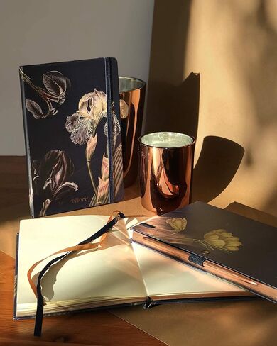 Bullet Dotted Journal with Ivory Paper Floral Hardcover Notebook with Pen Loop, 2 Ribbons, and Inner Pocket - 120 GSM - Elegant Metallic Edges (Blush Pink, Dot Grid) in Saudi Arabia
