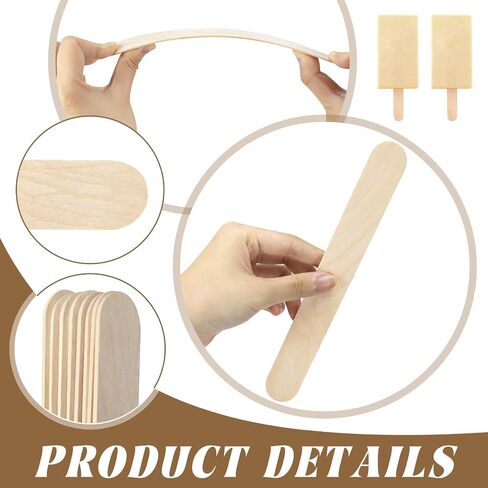 TKOnline 250 Pieces Jumbo Craft Sticks, 8 Inch Wooden Large Tongue Depressor Sticks, Jumbo Popsicle Sticks, Multi-Functional Wooden Sticks for Hair Removal and Waxing Supplies, Crafting in Saudi Arabia