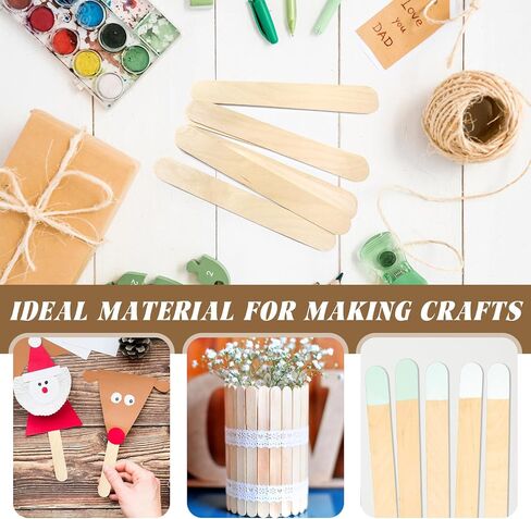 TKOnline 250 Pieces Jumbo Craft Sticks, 8 Inch Wooden Large Tongue Depressor Sticks, Jumbo Popsicle Sticks, Multi-Functional Wooden Sticks for Hair Removal and Waxing Supplies, Crafting in Saudi Arabia