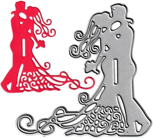 Metal 2pcs Lady Die Cuts, Madam Dress Cutting Die DIY Crafts Template Mould Stencils for DIY Embossing Card Making Album Decorative Paper Scrapbooking in Kuwait