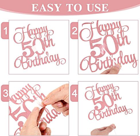 Happy 50th Birthday Cake Topper Set Glitter Paper Cake Top Decoration Bling Cupcake Banner Sticks Pastry Decor Sign Kit for Anniversary Party Supplies(Gold) in Saudi Arabia