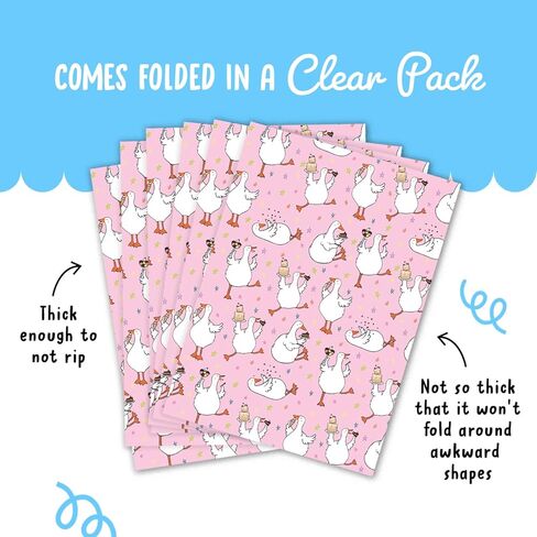 CENTRAL 23 Pink Wrapping Paper - Sweet Treat Goose - Farm Animal - 6 Sheets Of Recyclable Gift Wrap - Funny Wrapping Paper For Birthday - Comes With Stickers in Saudi Arabia