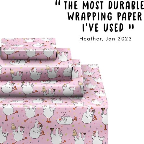 CENTRAL 23 Pink Wrapping Paper - Sweet Treat Goose - Farm Animal - 6 Sheets Of Recyclable Gift Wrap - Funny Wrapping Paper For Birthday - Comes With Stickers in Saudi Arabia