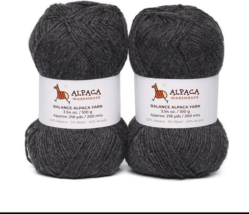 Blend Alpaca Yarn Wool 2 Skeins 200 Grams DK Weight - Heavenly Soft and Perfect for Knitting and Crocheting (Charcoal Gray, DK Weight) in Kuwait