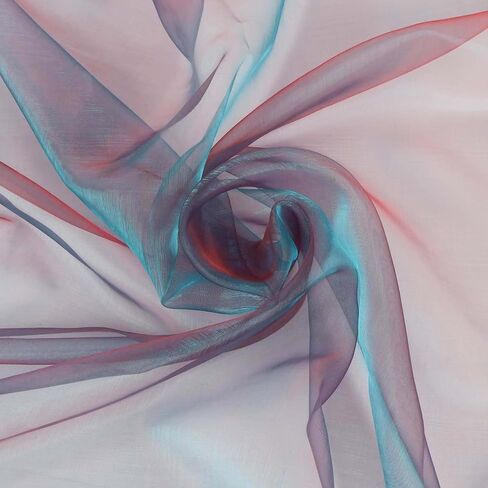 Lightweight 2 Tone Voile Fabric Sheer Organza Iridescent Turquoise with Red - 58 Inch by 5 Yards in Kuwait