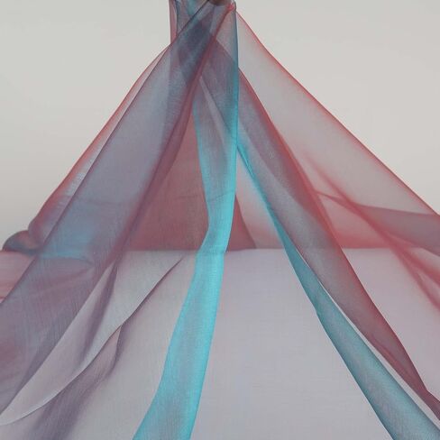 Lightweight 2 Tone Voile Fabric Sheer Organza Iridescent Turquoise with Red - 58 Inch by 5 Yards in Kuwait