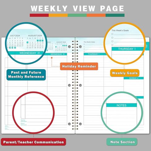 Student Planner 2024-2025 - Academic Planner 2024-2025 from July 2024 - June 2025, 11" × 9", Weekly Lesson Planner with Stickers, Week's Goals, Printed Tabs and Golden Twin-Wire Binding in Saudi Arabia