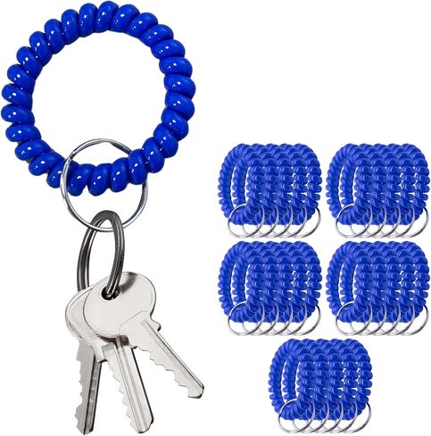 Pack of 25 Black Wristlet Badge Holder – Elastic Keychain Wristband Stretchable Spiral Bracelet Holder for Gym Pool Spring Spiral Coil in Kuwait