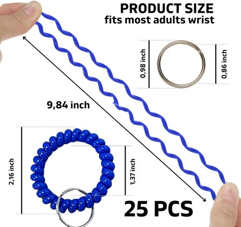 Pack of 25 Black Wristlet Badge Holder – Elastic Keychain Wristband Stretchable Spiral Bracelet Holder for Gym Pool Spring Spiral Coil in Kuwait