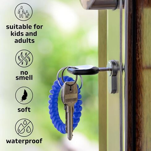 Pack of 25 Black Wristlet Badge Holder – Elastic Keychain Wristband Stretchable Spiral Bracelet Holder for Gym Pool Spring Spiral Coil in Kuwait