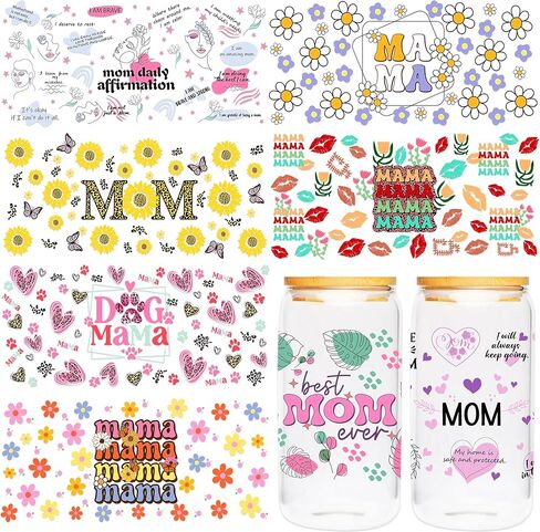 UV DTF Cup Wrap Sticker - 8 Sheets Animal UV DTF Transfer for 16 OZ Glass, Cartoon Corgi, Frog, Cloud, Panda, Paw, Bear, Cat Design Rub on Transfer, Gifts for Friends, Kids, Students in Saudi Arabia