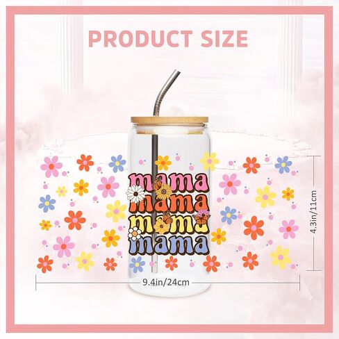 UV DTF Cup Wrap Sticker - 8 Sheets Animal UV DTF Transfer for 16 OZ Glass, Cartoon Corgi, Frog, Cloud, Panda, Paw, Bear, Cat Design Rub on Transfer, Gifts for Friends, Kids, Students in Saudi Arabia