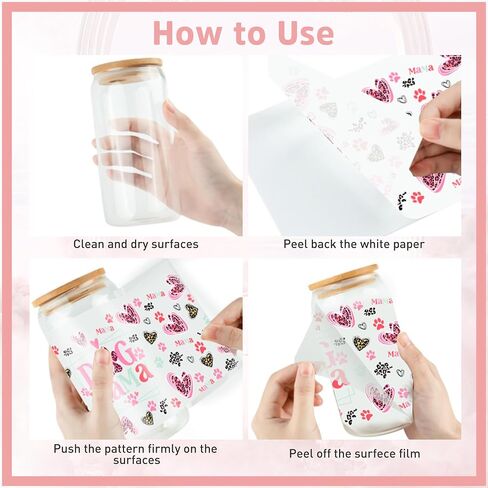 UV DTF Cup Wrap Sticker - 8 Sheets Animal UV DTF Transfer for 16 OZ Glass, Cartoon Corgi, Frog, Cloud, Panda, Paw, Bear, Cat Design Rub on Transfer, Gifts for Friends, Kids, Students in Saudi Arabia