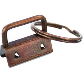 CleverDelights 1" Key Fob Hardware Set with Key Rings - 25 Sets - Antique Copper Color - 1 Inch Lanyards Keychains