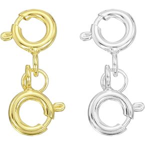 uxcell 2 Set Double Spring Clasp, 6mm/0.24" Silver Round Open Spring Ring Clasps Connectors for DIY Necklace Bracelets Jewelry Making, SilverTone/Gold Tone