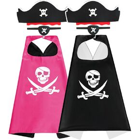 Pirate Cape Kids Cartoon Pirate Costume Cosplay Role Play Hat and Waistband Eye Patch Dress Up Cloaks Halloween Party