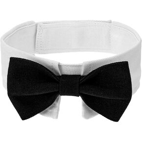 Dog Bow Tie Dog Bowtie Tuxedo Collar Bow Tie Dog Collar Black Bowtie with Handcrafted Adjustable White Collar Formal Pet Cat Necktie Collar for Medium Small Boy Dog Wedding Grooming Bows Birthday Gift