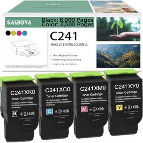 C241XK0 C241XC0 C241XM0 C241XY0 Toner Cartridge Extra High-Yield Replacement for C2325 C2425 C2535 MC2325 MC2425 MC2535 MC2640 Printer, 6,000 Pages