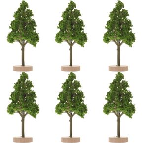 Cabilock 6pcs Miniature Trees Models Train Scenery Trees with Base Fake Landscape Trees Architecture Diorama Trees for DIY Crafts Road Architecture Building Green