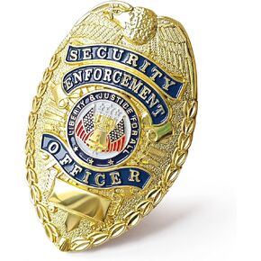 Badge with Leather Badge Holder, Enameled & Plated, Suitable for Dress Up, Role Play-Silver