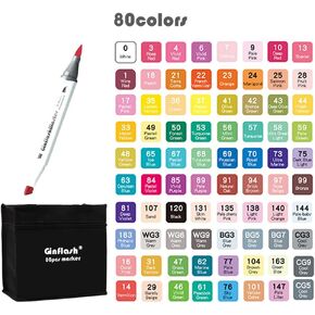 Soft Brush Chisel Tip Art Markers Brush Pen Sketch Alcohol Based Markers Dual Head Manga Drawing Art Supplies coloring (168)